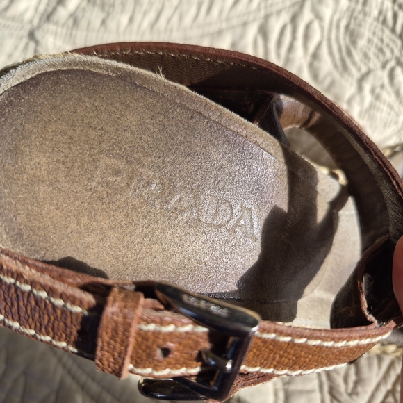 Prada Brown Wedge Sandals - Picture 13 of 16